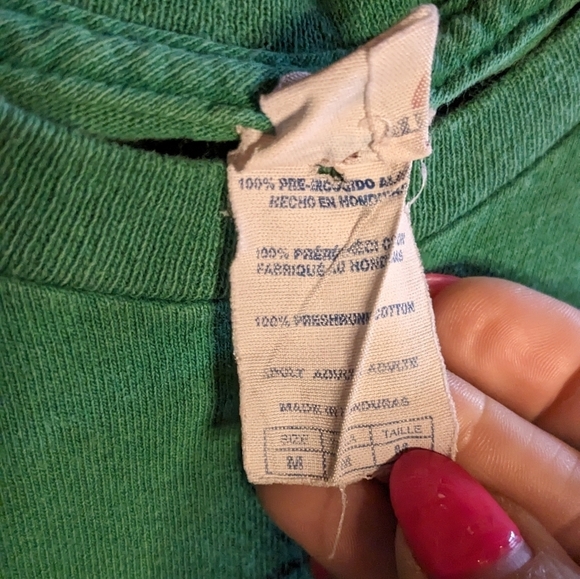 Vintage‎ Medium You Had Me at Hola Green Delta Pro Wright Short Sleeve Shirt - Picture 4 of 5